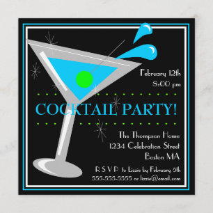 Invitación a la fiesta de cóctel Blue Martini