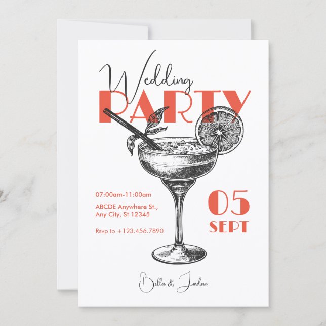 Invitación a la fiesta de cóctel de boda (Anverso)