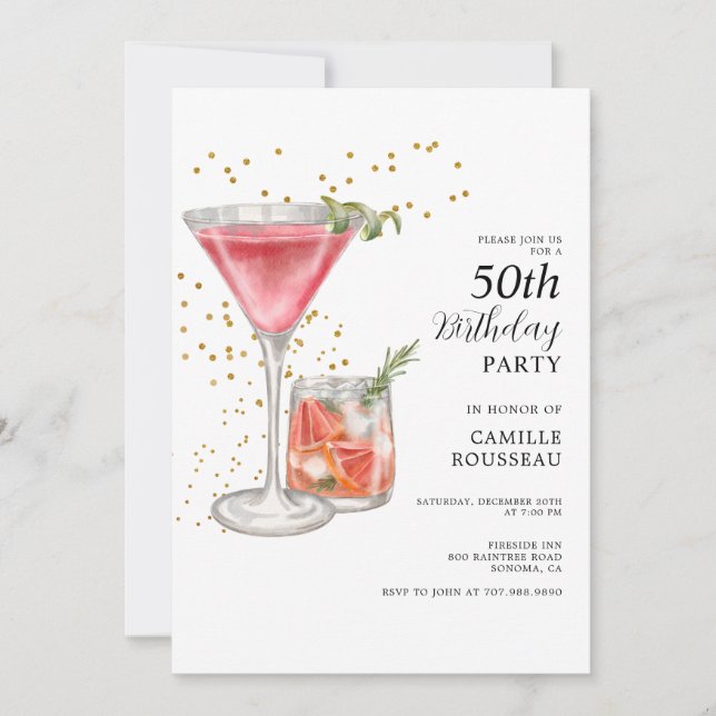 Invitación a la fiesta de cóctel de cumpleaños núm (Anverso)