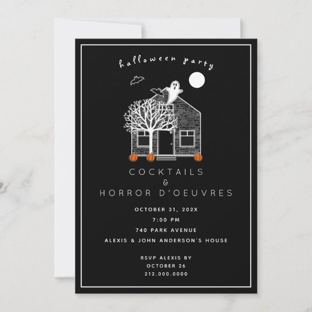 Invitación a la fiesta de cóctel de Halloween (Anverso)