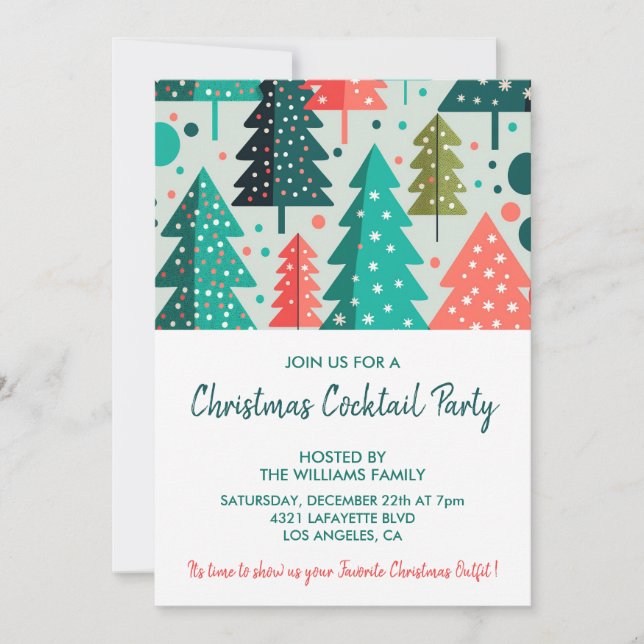 invitación a la fiesta de cóctel de Navidad Bosque (Anverso)