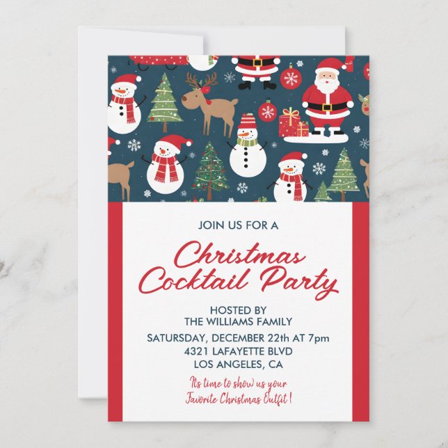 Invitación a la fiesta de cóctel de Navidad ciervo (Anverso)