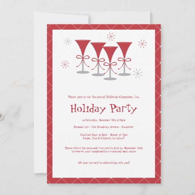 Invitación a la fiesta de cóctel de Navidad con al (Anverso)