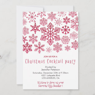 Invitación a la fiesta de cóctel de Navidad copos