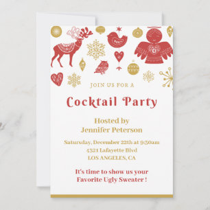 Invitación a la fiesta de cóctel de Navidad dorado