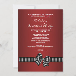 Invitación a la fiesta de cóctel de Navidad roja y
