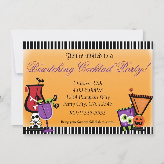 Invitación a la fiesta de cóctel embrujada de Hall (Anverso)
