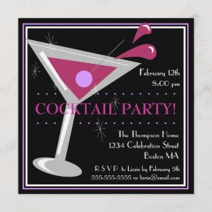 Invitación a la fiesta de cóctel Martini Morado