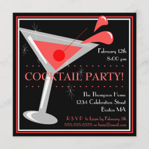 Invitación a la fiesta de cóctel Martini Rojo