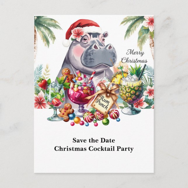 Invitación a la Fiesta de Cóctel Navideño Tropical (Anverso)