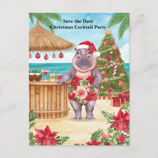 Invitación a la Fiesta de Cóctel Navideño Tropical (Anverso)