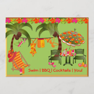 Invitación a la fiesta de cócteles BBQ en la pisci