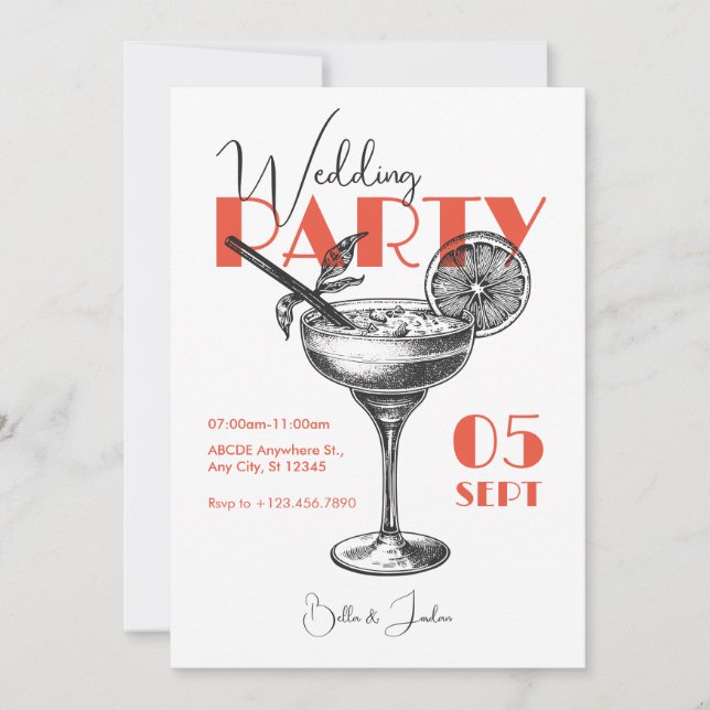 Invitación a la fiesta de cócteles bodas (Anverso)