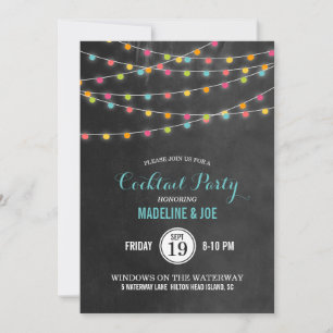 Invitación a la fiesta de cócteles con luces de ca