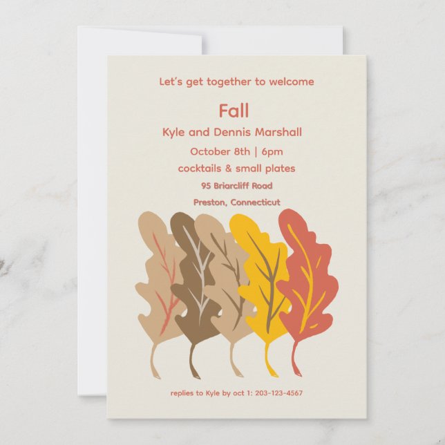Invitación a la fiesta de cócteles de Fall Leaves (Anverso)