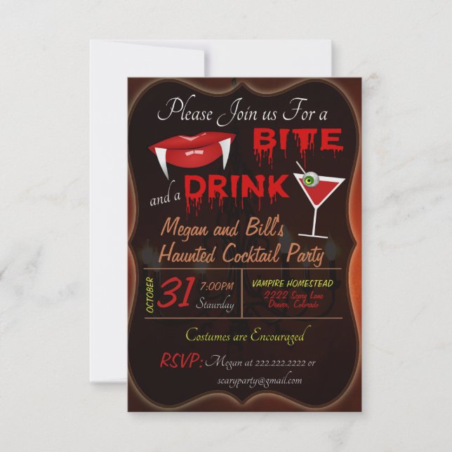 Invitación a la fiesta de cócteles de Halloween (Anverso)