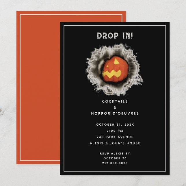 Invitación a la fiesta de cócteles de Halloween (Anverso / Reverso)