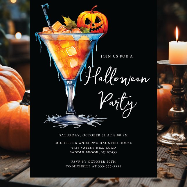 Invitación a la fiesta de cócteles de Halloween (Subido por el creador)