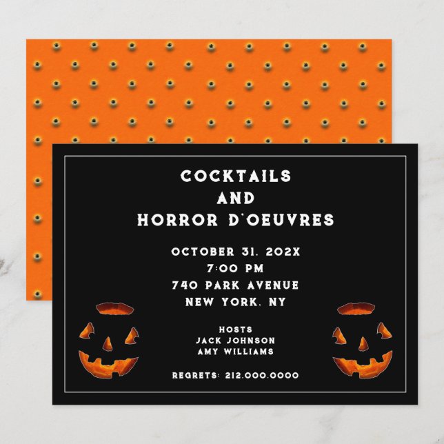 Invitación a la fiesta de cócteles de Halloween (Anverso / Reverso)