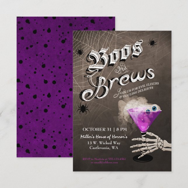 Invitación a la fiesta de cócteles de Halloween Bo (Anverso / Reverso)