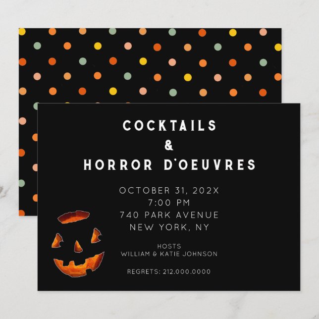 Invitación a la fiesta de cócteles de Halloween pa (Anverso / Reverso)