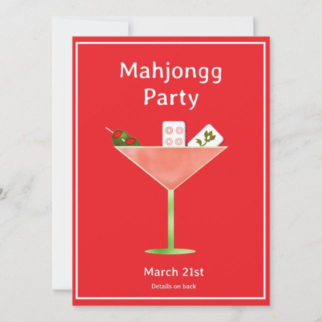 Invitación a la fiesta de cócteles de Mahjong Mart (Anverso)