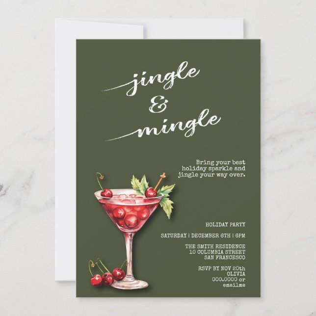 Invitación a la fiesta de cócteles de Navidades de (Anverso)