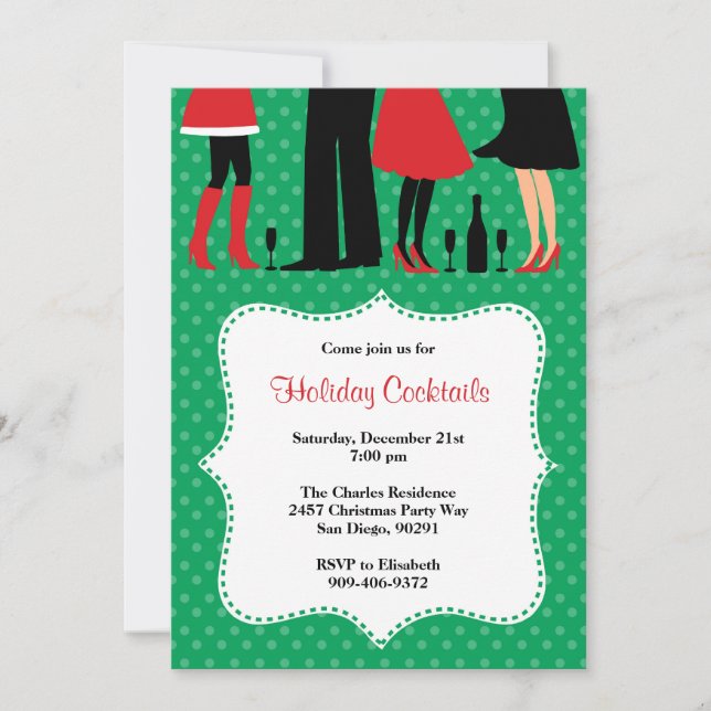 Invitación a la fiesta de cócteles de Navidades de (Anverso)