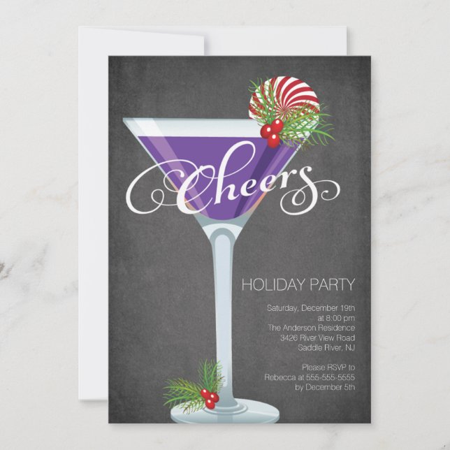 Invitación a la fiesta de cócteles de vacaciones d (Anverso)