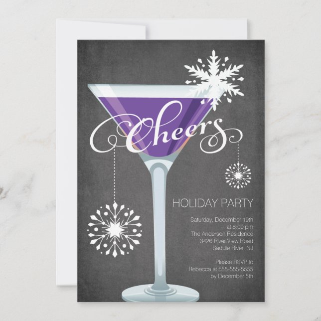 Invitación a la fiesta de cócteles de vacaciones d (Anverso)