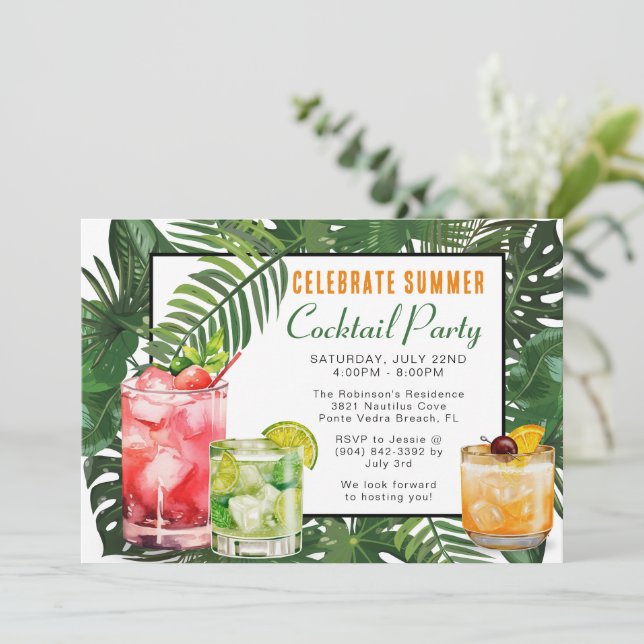 Invitación a la fiesta de cócteles de verano (Anverso de pie)