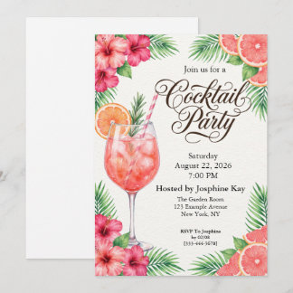 Invitación a la fiesta de cócteles de verano con c