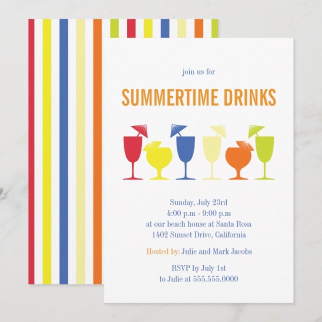 Invitación a la fiesta de cócteles de verano diver (Anverso / Reverso)