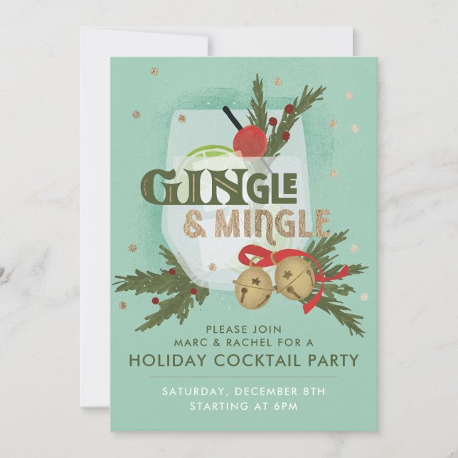 Invitación a la fiesta de cócteles GINgle y Mingle (Anverso)