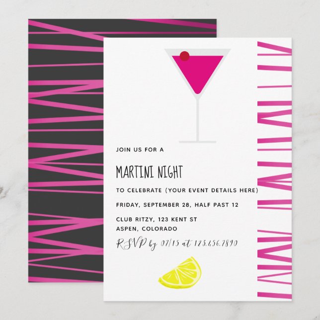 Invitación a la fiesta de cócteles Martini (Anverso / Reverso)