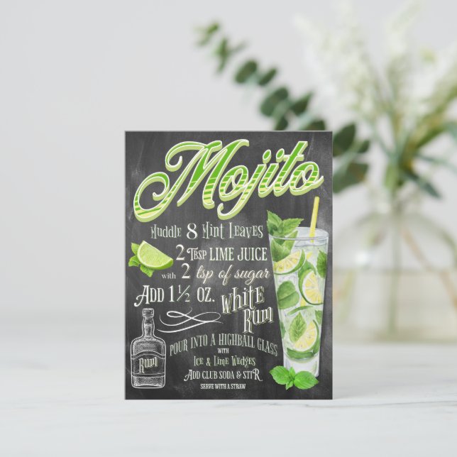 Invitación a la fiesta de cócteles Mojito (Anverso de pie)