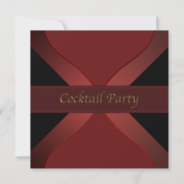 Invitación a la fiesta de cócteles Red & Black Ele (Anverso)