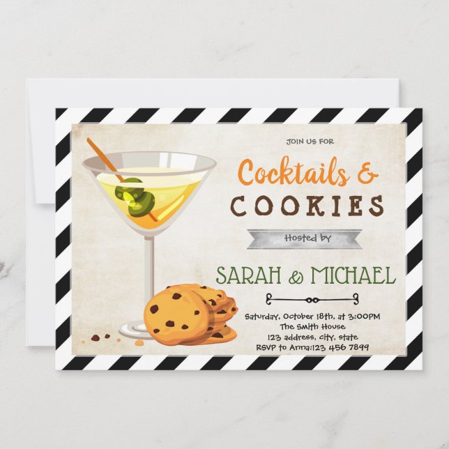 Invitación a la fiesta de cócteles y galletas (Anverso)