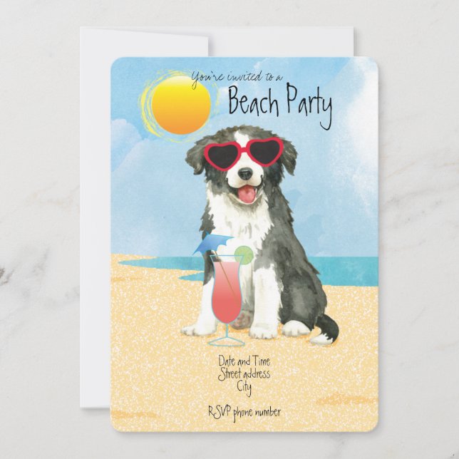 Invitación a la fiesta de Collie Beach en la front (Anverso)