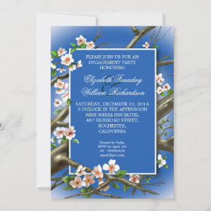 invitación a la fiesta de compromiso azul elegante