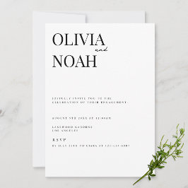 Invitación a la fiesta de compromiso blanco modern