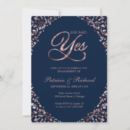 Invitación a la fiesta de compromiso Blue She Said