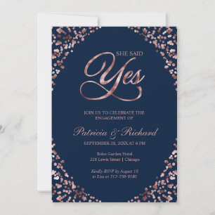 Invitación a la fiesta de compromiso Blue She Said
