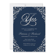 Invitación a la fiesta de compromiso Blue She Said