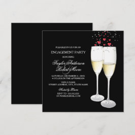 Invitación a la fiesta de compromiso con champán y