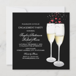 Invitación a la fiesta de compromiso con champán y