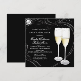 Invitación a la fiesta de compromiso con champán y