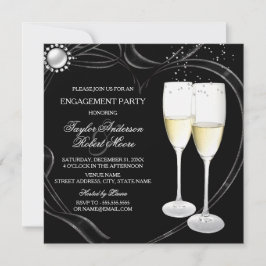 Invitación a la fiesta de compromiso con champán y