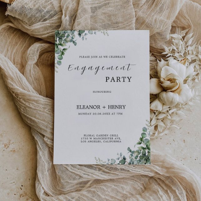 Invitación a la fiesta de compromiso con la energí (Greenery Engagement Party Wedding Invitation)