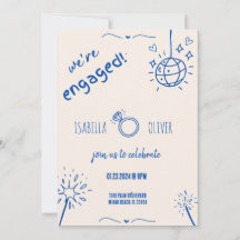 Invitación a la fiesta de compromiso con la mano a